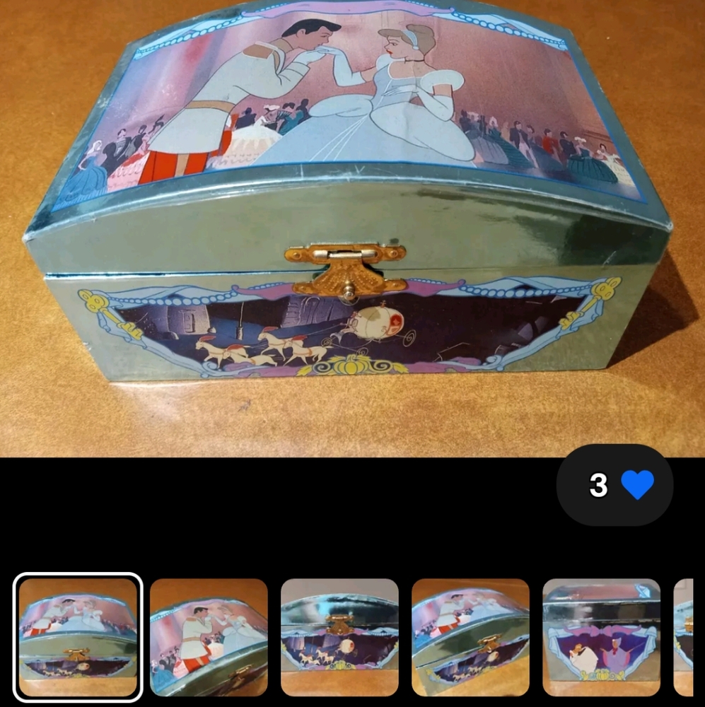 CINDERELLA Music Box Disney  Movie Cartoon Vintage Retro Very Rare Disneyana